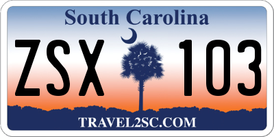 SC license plate ZSX103