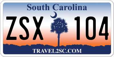 SC license plate ZSX104