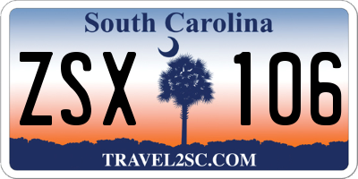 SC license plate ZSX106