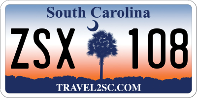 SC license plate ZSX108