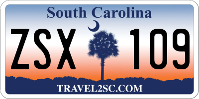 SC license plate ZSX109