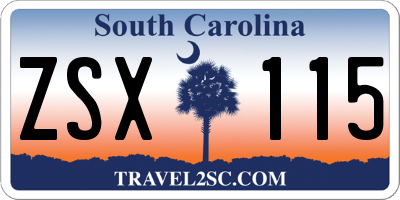 SC license plate ZSX115