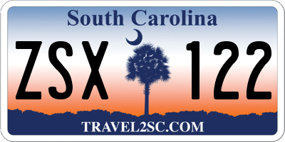 SC license plate ZSX122