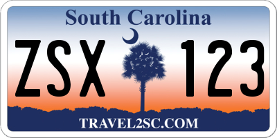 SC license plate ZSX123