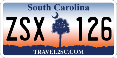 SC license plate ZSX126