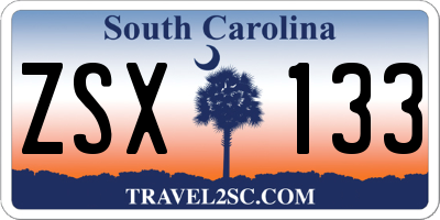 SC license plate ZSX133