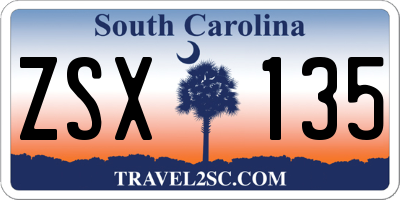 SC license plate ZSX135