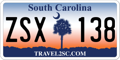 SC license plate ZSX138