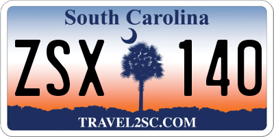 SC license plate ZSX140