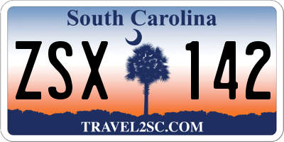 SC license plate ZSX142