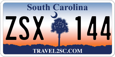 SC license plate ZSX144