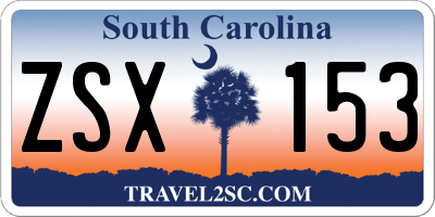 SC license plate ZSX153