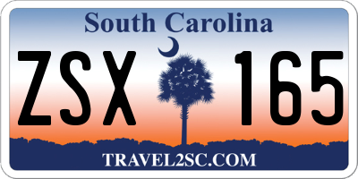 SC license plate ZSX165