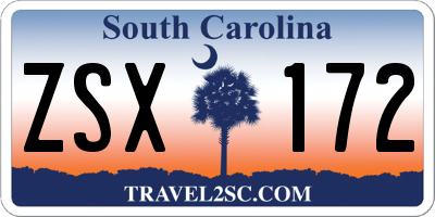 SC license plate ZSX172