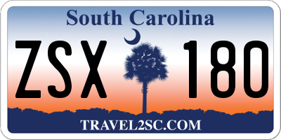 SC license plate ZSX180