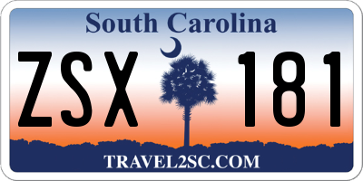 SC license plate ZSX181