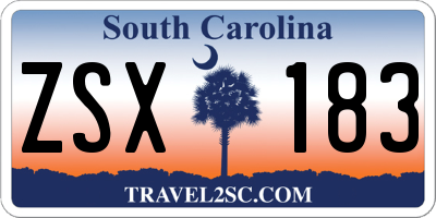 SC license plate ZSX183