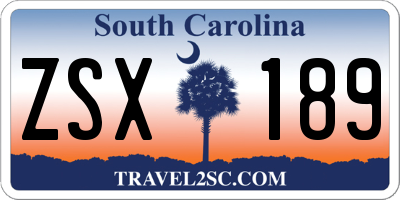 SC license plate ZSX189