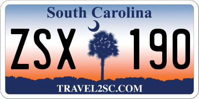 SC license plate ZSX190