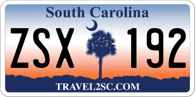 SC license plate ZSX192