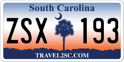 SC license plate ZSX193
