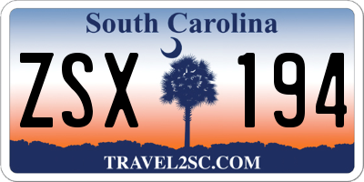 SC license plate ZSX194