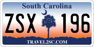 SC license plate ZSX196
