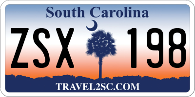 SC license plate ZSX198