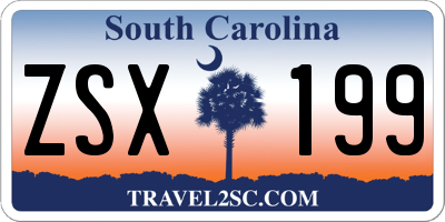SC license plate ZSX199