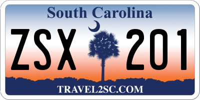 SC license plate ZSX201