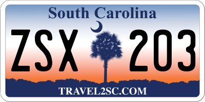 SC license plate ZSX203