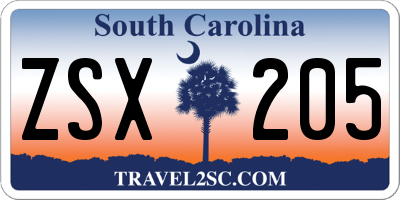 SC license plate ZSX205