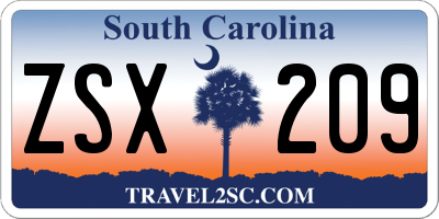 SC license plate ZSX209