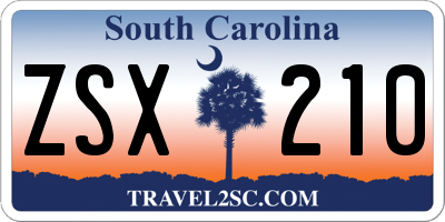 SC license plate ZSX210