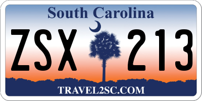 SC license plate ZSX213