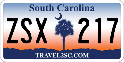 SC license plate ZSX217