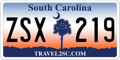 SC license plate ZSX219