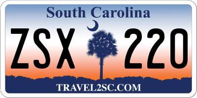 SC license plate ZSX220