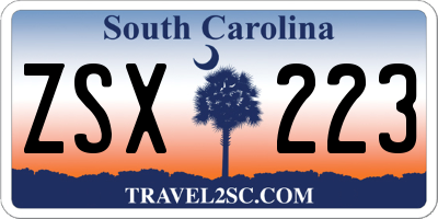 SC license plate ZSX223