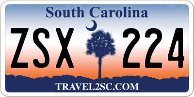 SC license plate ZSX224