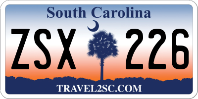 SC license plate ZSX226