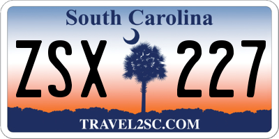 SC license plate ZSX227