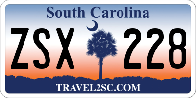 SC license plate ZSX228