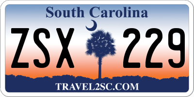SC license plate ZSX229