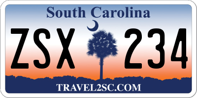 SC license plate ZSX234