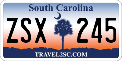 SC license plate ZSX245