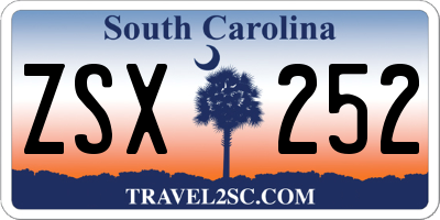 SC license plate ZSX252
