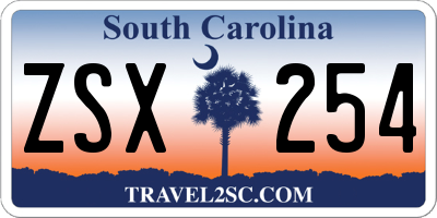 SC license plate ZSX254