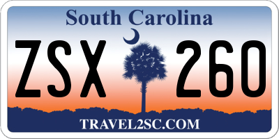 SC license plate ZSX260