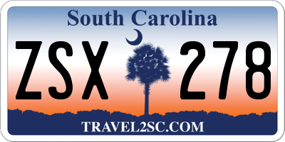 SC license plate ZSX278